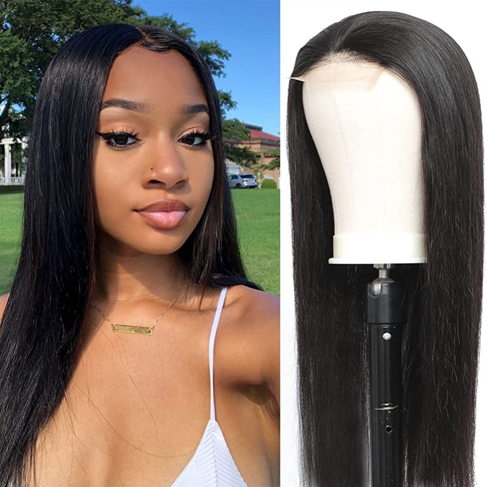 Uglam 10A Transparent 4x4/13x4 Lace Front  Wig Straight 180% Density